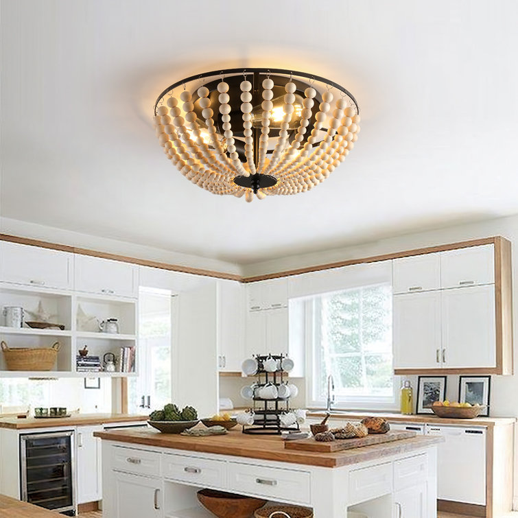 Beaded flush store mount chandelier